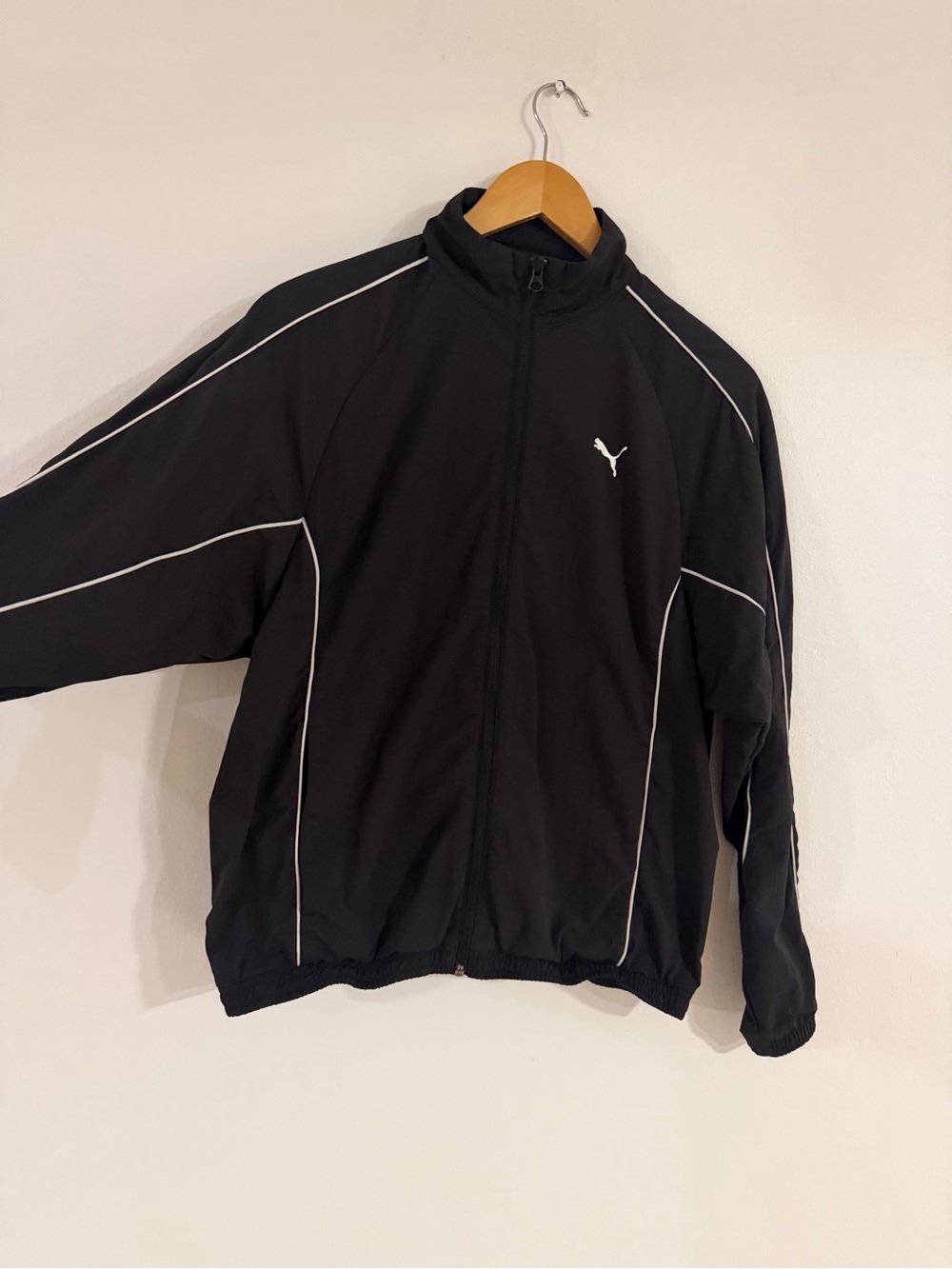 Puma Black Jacket with White Piping